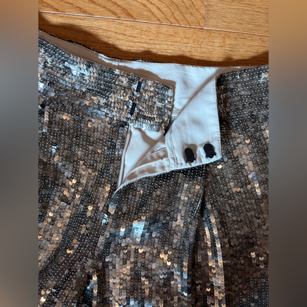 Alice + Olivia Metallic Sequin trouser Pants size 6 - Picture 4 of 8
